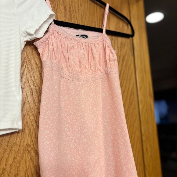 Art Class Pink Floral Slip Dress with White Tee – Size M (8) - Picture 7 of 8
